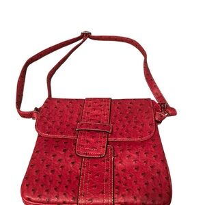 Elegant Red faux Ostrich leather Crossbody Bag